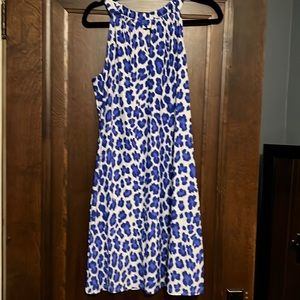 Jude Connally dress. Blue and white Leopard print. 80% nylon 20%spandex.